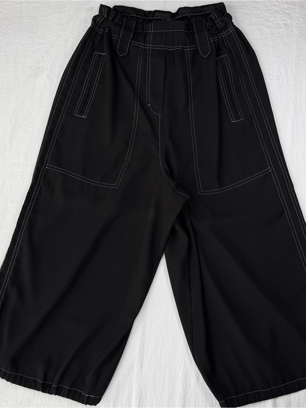 AllSaints Mercer Trousers Black Size Medium wide leg cargo contrast stitch